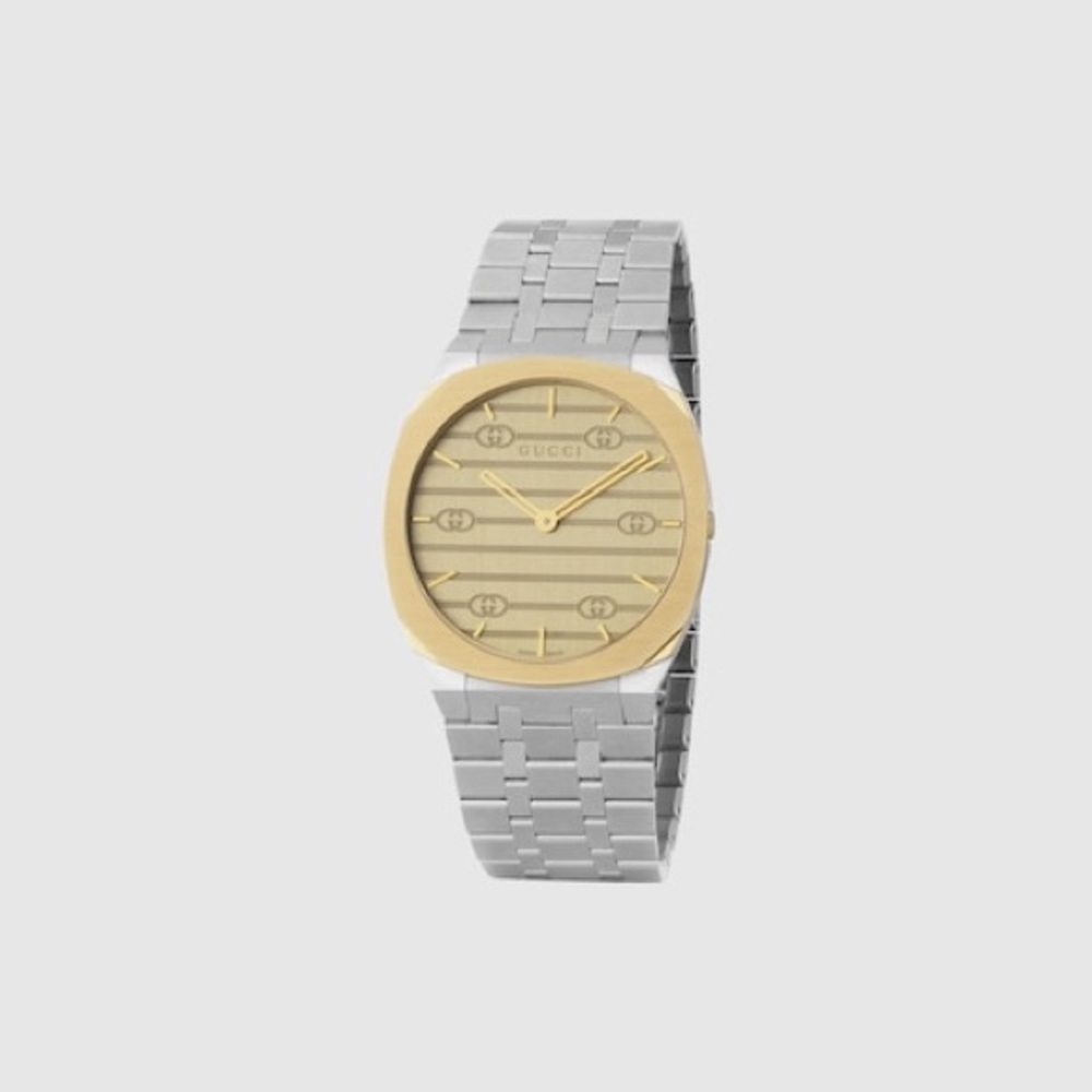 GUCCI 25H STAINLESS STEEL WATCH